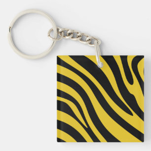 Bold Zebra Stripes in Yellow and Black Key Ring