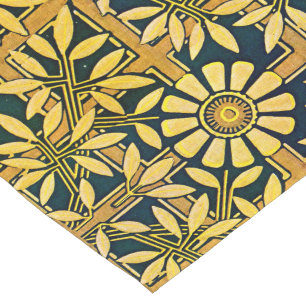 Bold Zinnia on a trellis in gold Short Table Runner