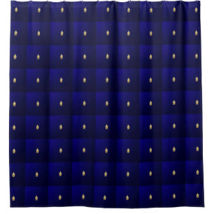 bolden buddha in blue shower curtain