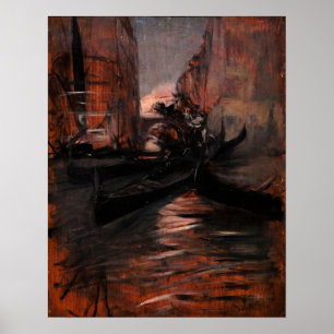 Boldini - In Venice With Gondolas Poster