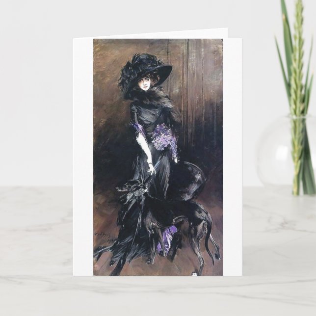 boldini woman and dog greyhound card (Front)