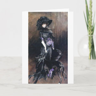 boldini woman and dog greyhound card