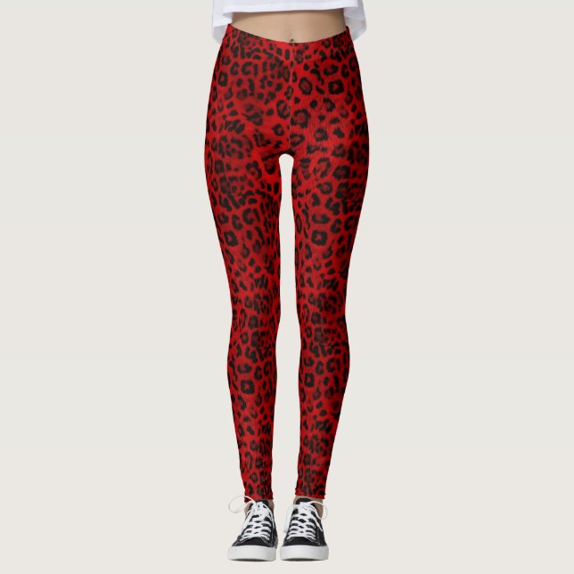 Boldly Chic: Grey and Black Leopard Print Leggings (Front)