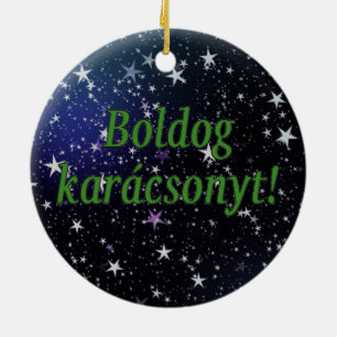 Boldog karácsonyt! Merry Christmas in Hungarian g Ceramic Tree Decoration