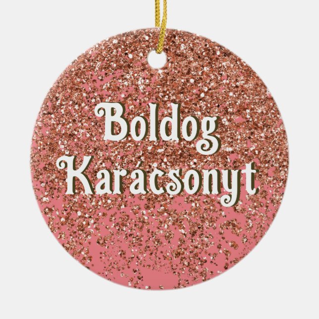 Boldog Karácsonyt | Merry Christmas in Hungarian S Ceramic Ornament (Front)