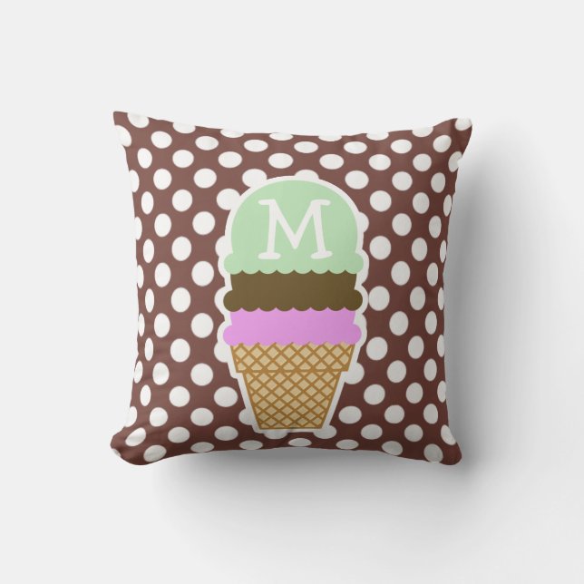 Bole Brown Polka Dots; Ice Cream Cushion (Front)