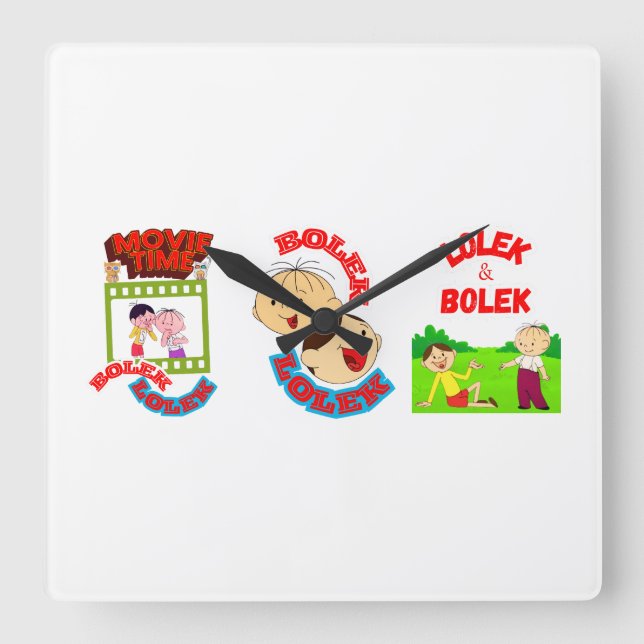 BOLEK AND LOLEK SQUARE WALL CLOCK (Front)