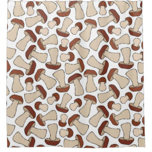 Boletus or Porcini Mushroom Seamless Endless Patte Shower Curtain