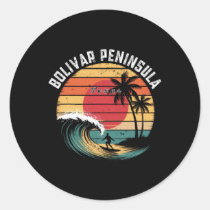 Bolivar Peninsula Texas Beach Surfing Classic Round Sticker