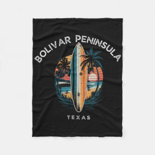 Bolivar Peninsula Texas Men Women Surfing Fleece Blanket