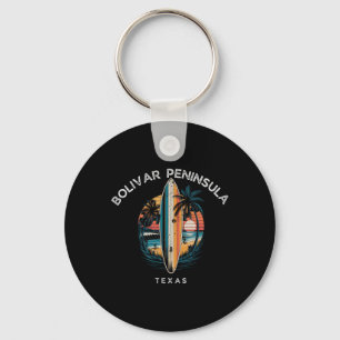 Bolivar Peninsula Texas Men Women Surfing Key Ring