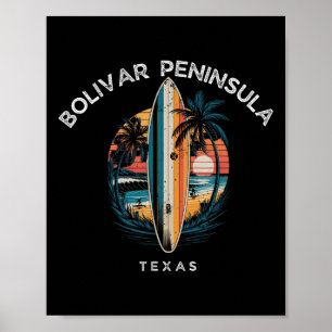 Bolivar Peninsula Texas Men Women Surfing Poster