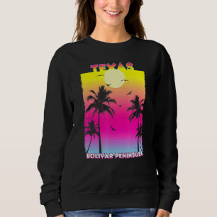 Bolivar Peninsula Texas Tx Summer Vintage Sunset Sweatshirt