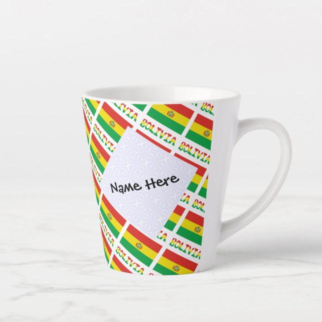Bolivia and Bolivian Flag Tiled Personalised  Latte Mug (Right)