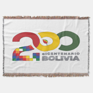Bolivia bicentenario 200 años throw blanket
