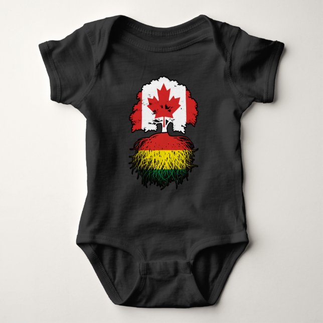 Bolivia Bolivian Canadian Canada Tree Roots Flag Baby Bodysuit (Front)