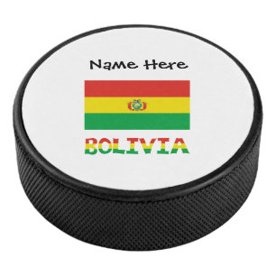 Bolivia Bolivian Flag Personalised  Hockey Puck