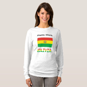 Bolivia Bolivian Flag Personalised Text T-Shirt