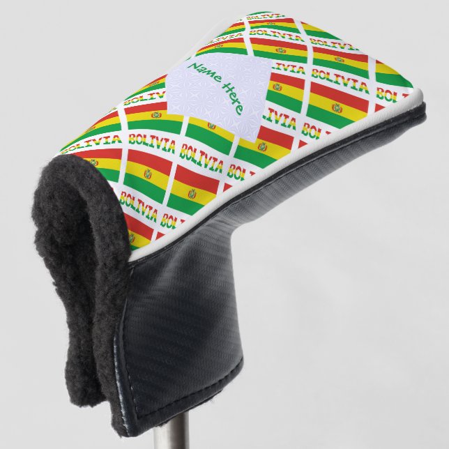 Bolivia Bolivian Flag Tiled Green Personalised  Golf Head Cover (3/4 Front)