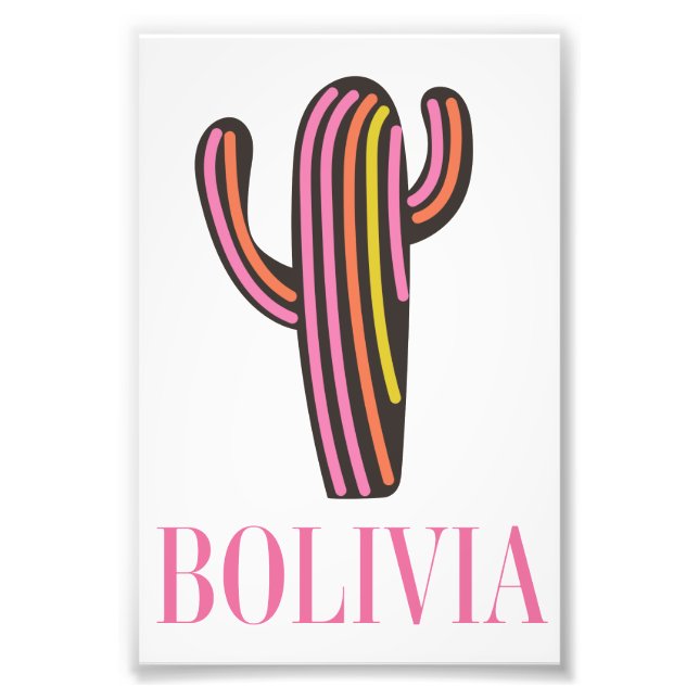 Bolivia cactus travel poster (Front)