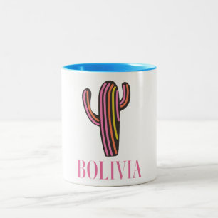 Bolivia cactus travel poster Two-Tone coffee mug