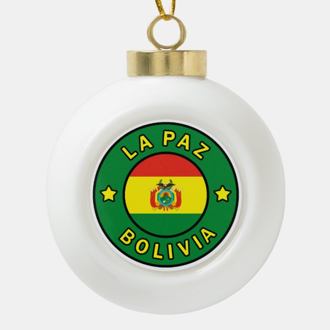 Bolivia Ceramic Ball Christmas Ornament (Front)