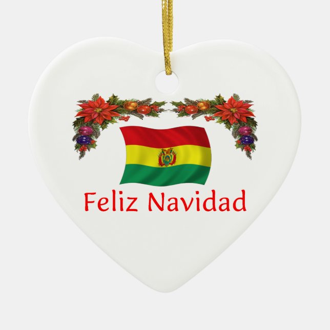 Bolivia Christmas Ceramic Ornament (Front)