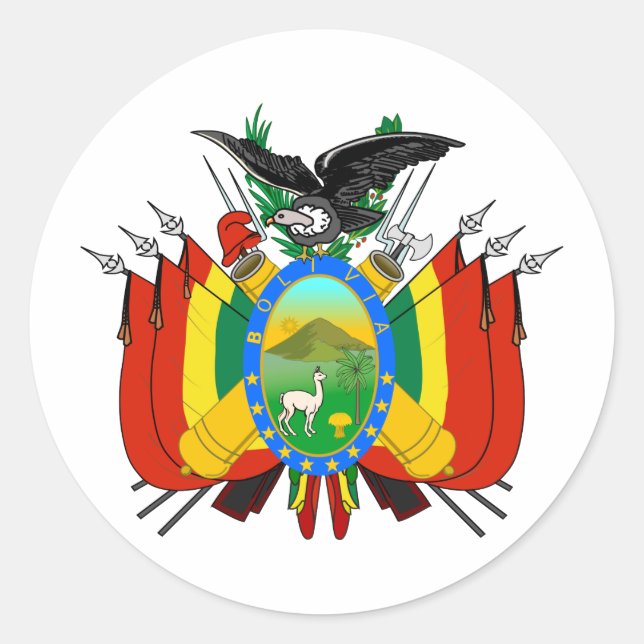 Bolivia Coat of arms BO Classic Round Sticker (Front)