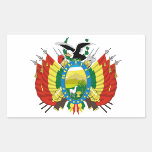 Bolivia country coat arms symbol emblem flag rectangular sticker