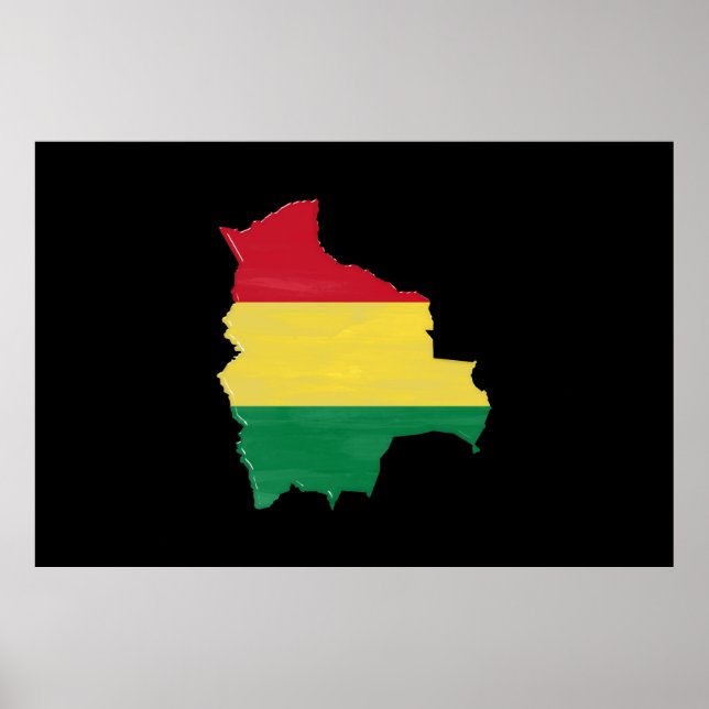 Bolivia flag and map poster (Front)