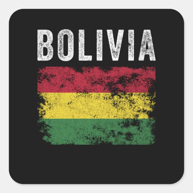 Bolivia Flag Distressed - Bolivian Flag Square Sticker (Front)