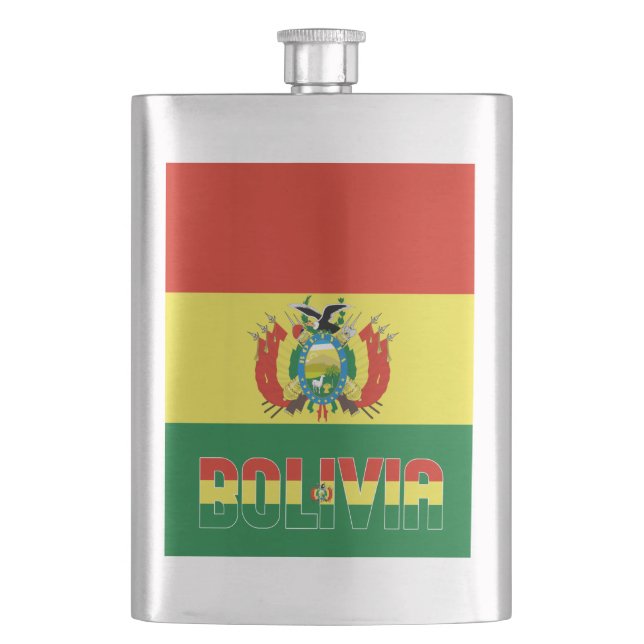 Bolivia Flag Elegant Patriotic Flask (Front)