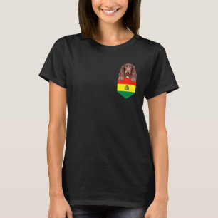 Bolivia Flag Field Spaniel Dog In Pocket T-Shirt