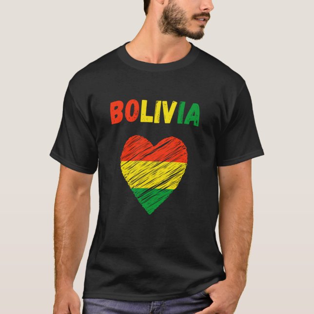 Bolivia Flag Holiday Bolivia Heart Bolivian Flag T-Shirt (Front)