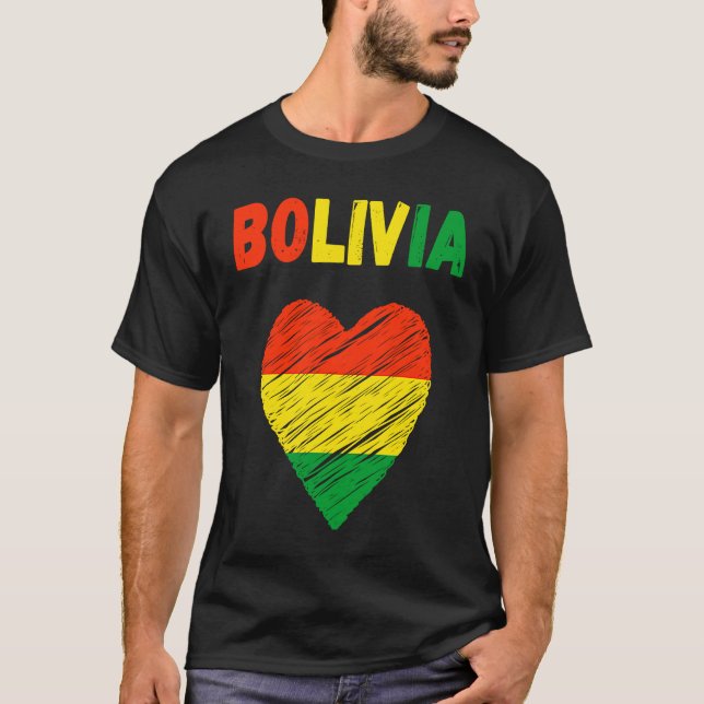 Bolivia Flag Holiday Bolivia Heart Bolivian Flag T-Shirt (Front)