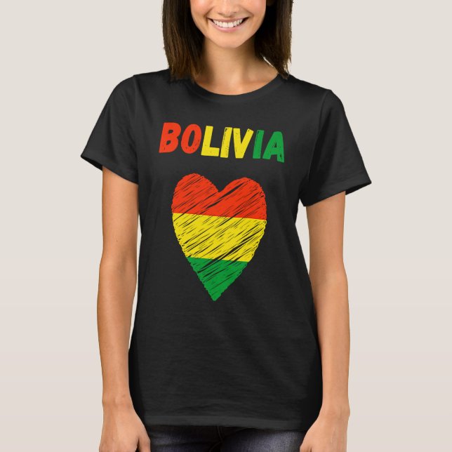 Bolivia Flag Holiday Bolivia Heart Bolivian Flag T-Shirt (Front)