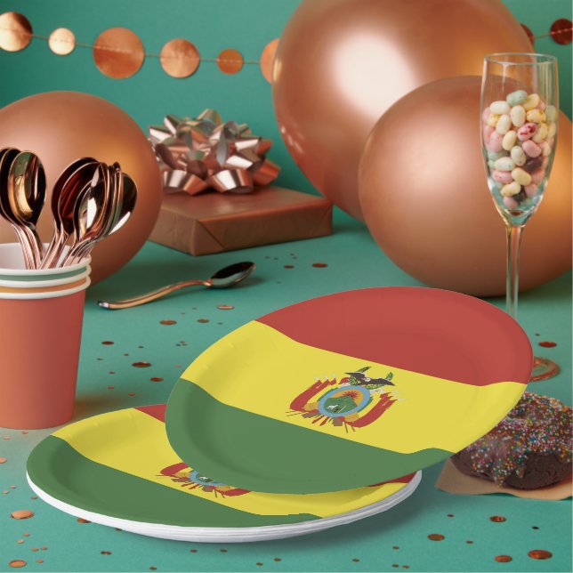 Bolivia flag paper plate (Multi)