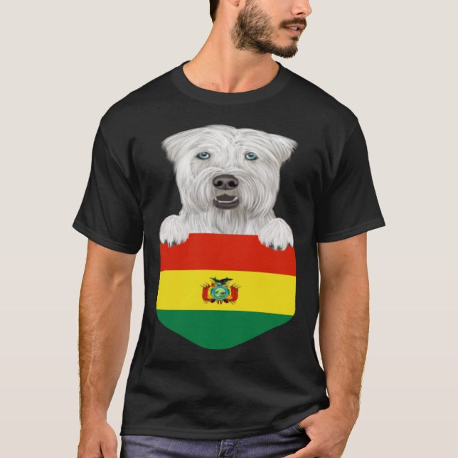 Bolivia Flag Soft Coated Wheaten Terrier Dog In Po T-Shirt (Front)
