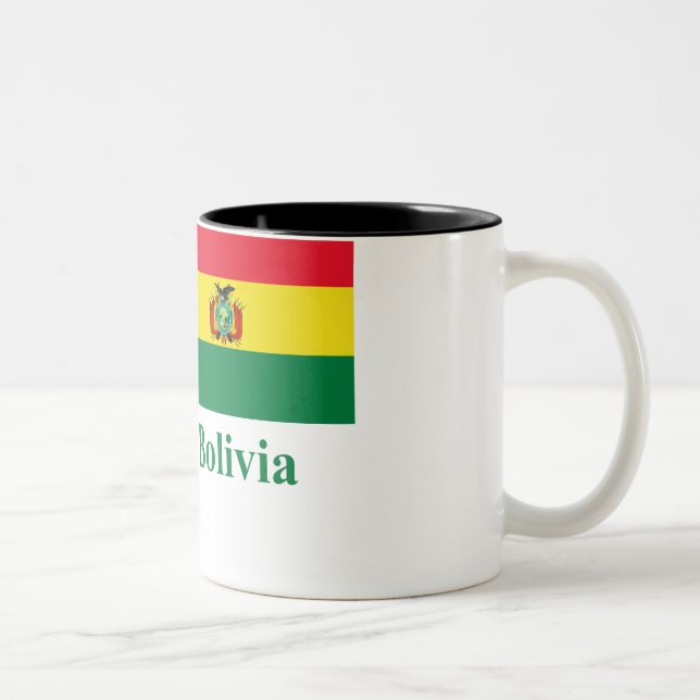 Bolivia Flag with Name Two-Tone Coffee Mug (Right)