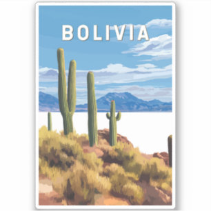 Bolivia Illustration Travel Art Vintage