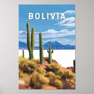 Bolivia Illustration Travel Art Vintage Poster