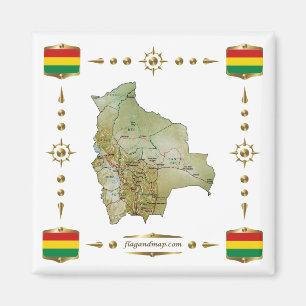Bolivia Map + Flags Magnet