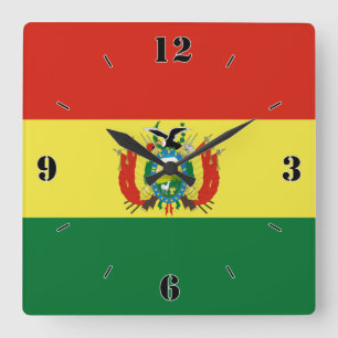 Bolivia National Flag Patriotic Square Wall Clock