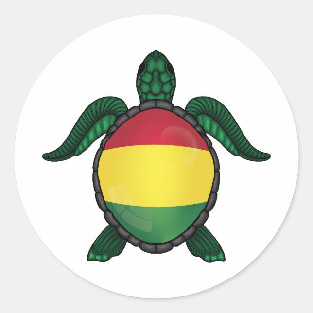 Bolivia sea turtle flag classic round sticker (Front)