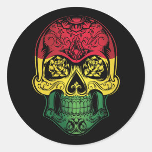 Bolivia Skull And Roses Flag Classic Round Sticker