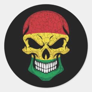Bolivia Smiling Skull Flag Classic Round Sticker