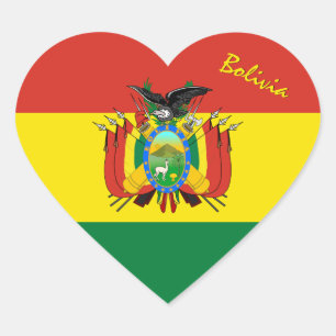 Bolivia Sticker, Heart, Patriotic Bolivian Flag Heart Sticker