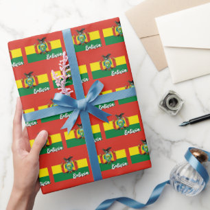Bolivia Wrapping Paper, Bolivian Flag patriotic Paper
