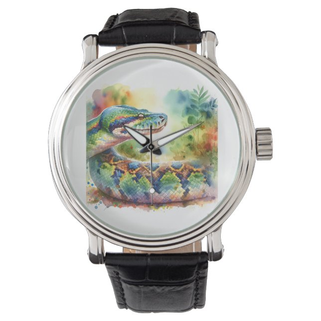 Bolivian anaconda 300724AREF122 - Watercolor Watch (Front)