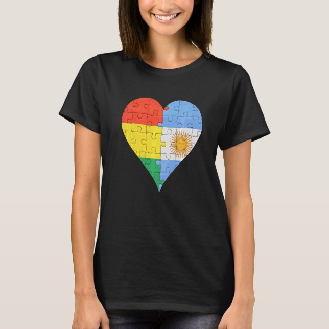 Bolivian Argentinian Flag Heart T-Shirt (Front)